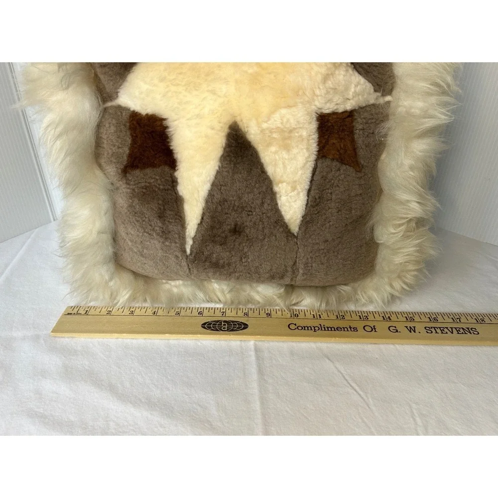 Unique Sheepskin Pillow Star Design Rustic Farmhouse Accent Decor